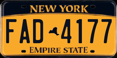 NY license plate FAD4177