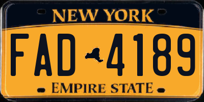 NY license plate FAD4189