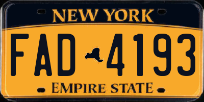 NY license plate FAD4193