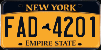 NY license plate FAD4201