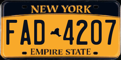 NY license plate FAD4207