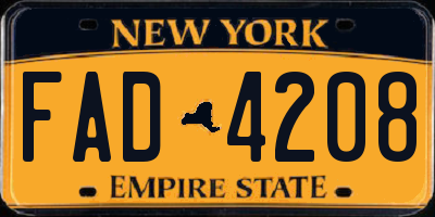 NY license plate FAD4208