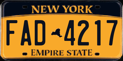 NY license plate FAD4217
