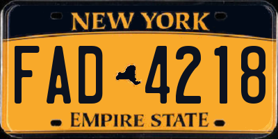 NY license plate FAD4218