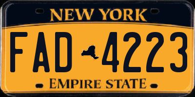 NY license plate FAD4223