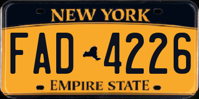 NY license plate FAD4226