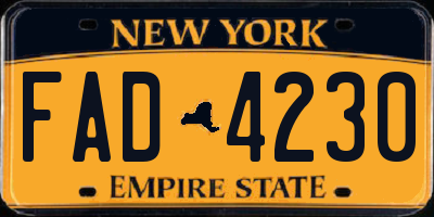 NY license plate FAD4230