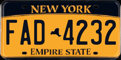 NY license plate FAD4232