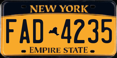 NY license plate FAD4235