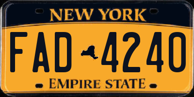 NY license plate FAD4240