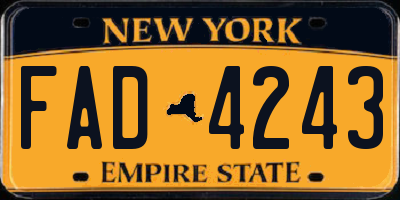 NY license plate FAD4243