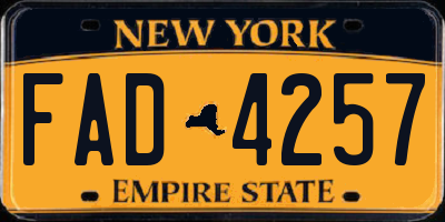 NY license plate FAD4257