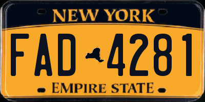 NY license plate FAD4281