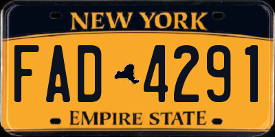 NY license plate FAD4291