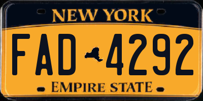 NY license plate FAD4292