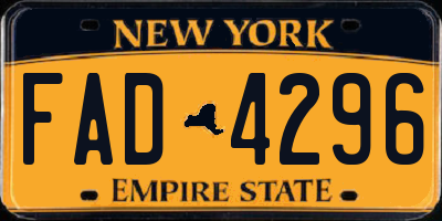 NY license plate FAD4296