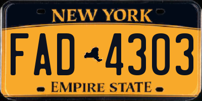 NY license plate FAD4303