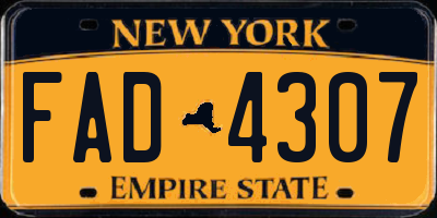 NY license plate FAD4307