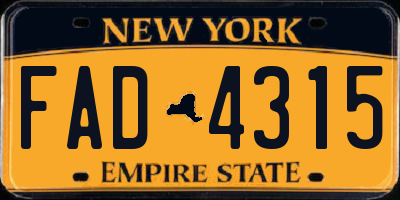 NY license plate FAD4315