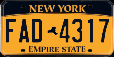 NY license plate FAD4317