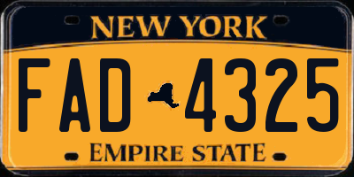 NY license plate FAD4325