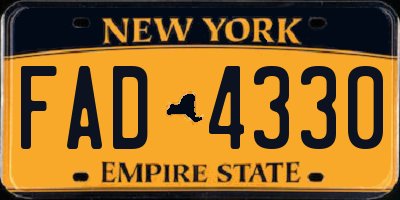 NY license plate FAD4330