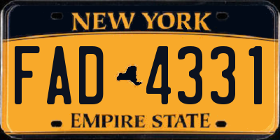 NY license plate FAD4331