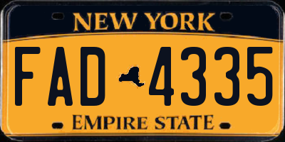 NY license plate FAD4335