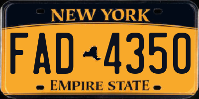 NY license plate FAD4350