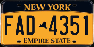 NY license plate FAD4351
