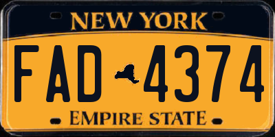 NY license plate FAD4374