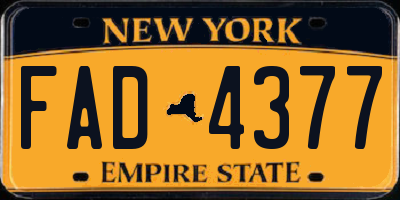 NY license plate FAD4377