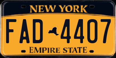 NY license plate FAD4407