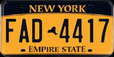NY license plate FAD4417