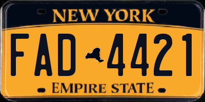 NY license plate FAD4421