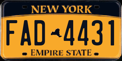 NY license plate FAD4431