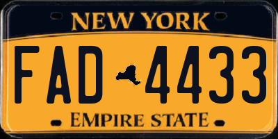 NY license plate FAD4433