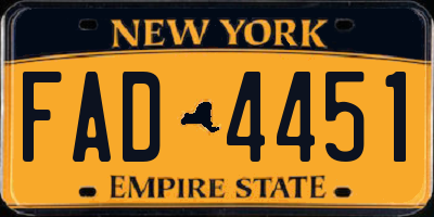 NY license plate FAD4451
