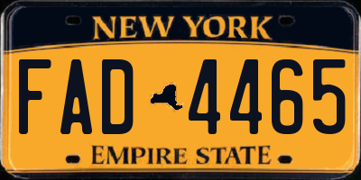 NY license plate FAD4465