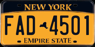 NY license plate FAD4501