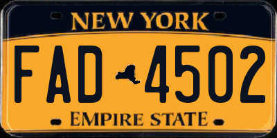 NY license plate FAD4502