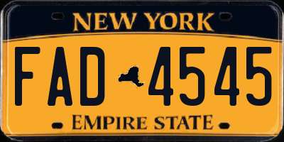 NY license plate FAD4545
