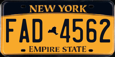 NY license plate FAD4562