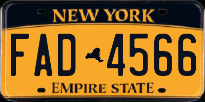 NY license plate FAD4566
