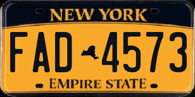 NY license plate FAD4573
