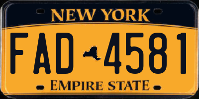 NY license plate FAD4581