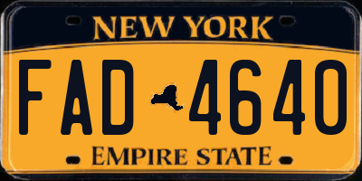 NY license plate FAD4640