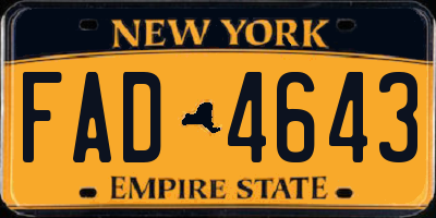 NY license plate FAD4643