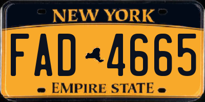 NY license plate FAD4665