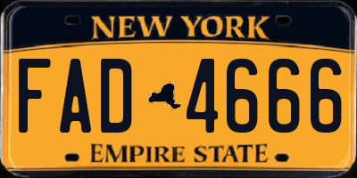 NY license plate FAD4666